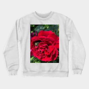 Red garden rose and bug Crewneck Sweatshirt